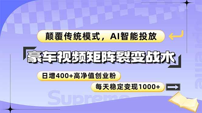 （14903期）豪车视频矩阵裂变战术，颠覆传统模式，AI智能投放，日增400+高净值创业… - HEIXMI（中国站）-HEIXMI（中国站）